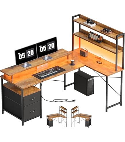 Amazon | FLEXISPOT l字デスク ㍶デスク FD19 デスク 収納付き